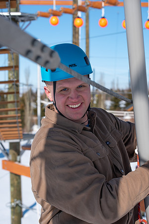 Students try out the new ropes course and zipline at BYU-Idaho.
