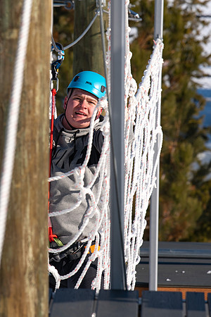 Students try out the new ropes course and zipline at BYU-Idaho.