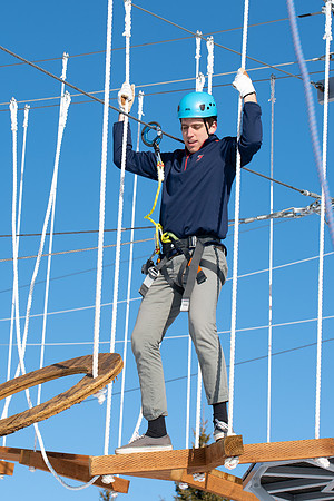 Students try out the new ropes course and zipline at BYU-Idaho.