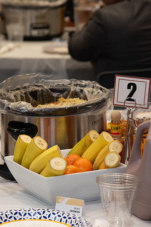 Faculty and staff of Housing and Student Living gather for an early morning breakfast and inspiration.