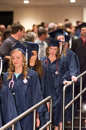 Students get ready for commencement ceremony to begin.