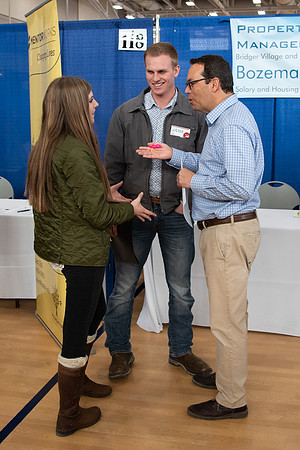 Students meet with different businesses for potential internships and jobs at a career fair at BYU-Idaho.