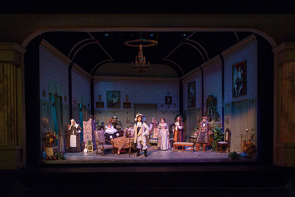 Theatre students perform Tartuffe, a comic opera directed by Hyrum Conrad.
