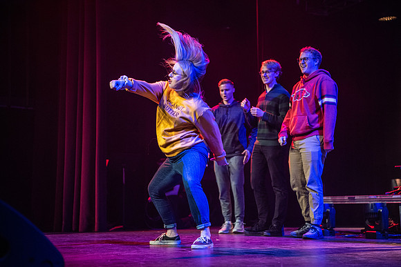 The Talent Show, held in the Hart Auditorium, is an opportunity for students to showcase their various talents. Winter Semester.
