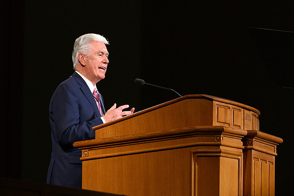 Elder Dieter F. Uchtdorf, of the Quorum of the Twelve Apostles, speaks to thousands of students at a special devotional at the BYU-Idaho Center.