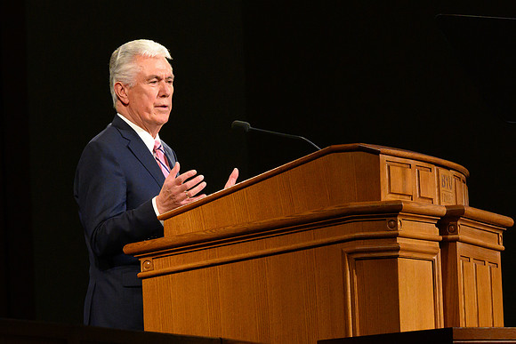 Elder Dieter F. Uchtdorf, of the Quorum of the Twelve Apostles, speaks to thousands of students at a special devotional at the BYU-Idaho Center.