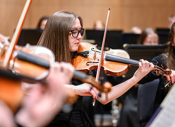 The BYU-Idaho Sinfonietta was joined by student Concerto Competition winners Tate Wadsworth and Austin Roylance, who performed the 2nd Horn Concerto by Richard Strauss, and Franz Liszt’s epic Piano Co