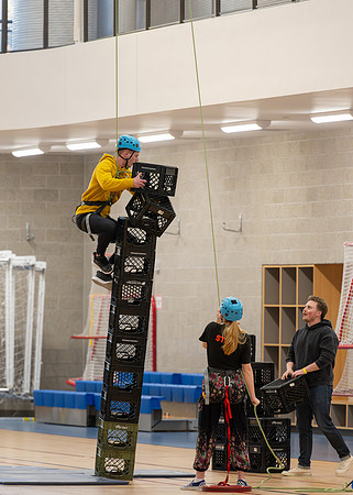 Students participating in Crate Stacking at BYUI I-Night.