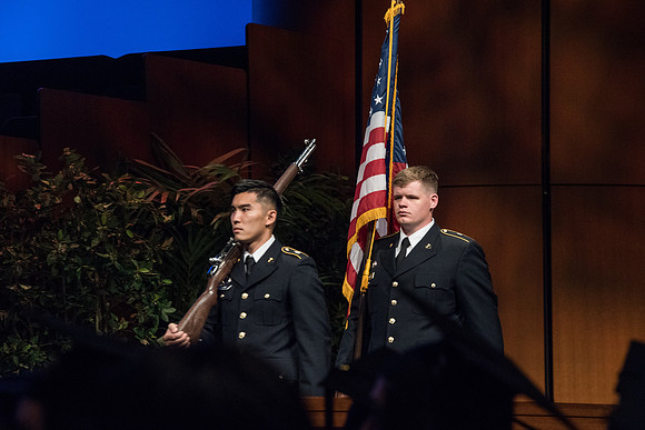 BYU-Idaho Graduation. ROTC during the posting of colors in Commencement. Spring Semester