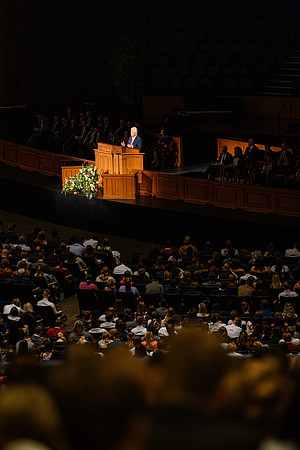 Elder and sister Uchtdorf speak at devotional in the BYU-Idaho Center.