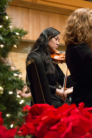 Students in the University Orchestra  during a dress rehearsal in preperation before their end of the semester concert.