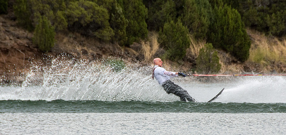 Waterskiing at Ririe Reservoir with BYU-Idaho's President Henry J Eyring. Video shoot for his Fall semester devotional promo video. - Aug 2019