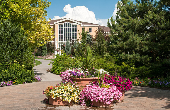 Hinckley Building from the Ricks Horticulture Gardens