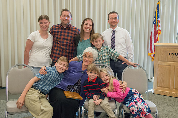Emeritus Breakfast, Nov 2018, BYU-Idaho Alumni Award of excellence was awarded to Jon Beesley.