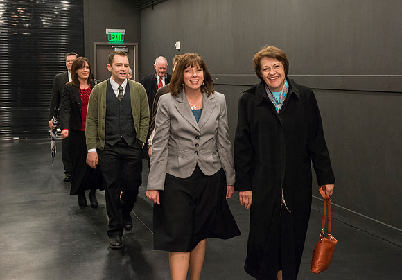 Behind the scenes of devotional. Guests arrive with President and Sister Clark before after their luncheon.