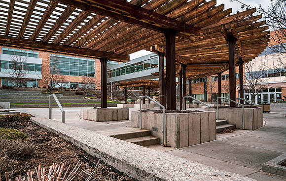 The quad courtyard during spring break.