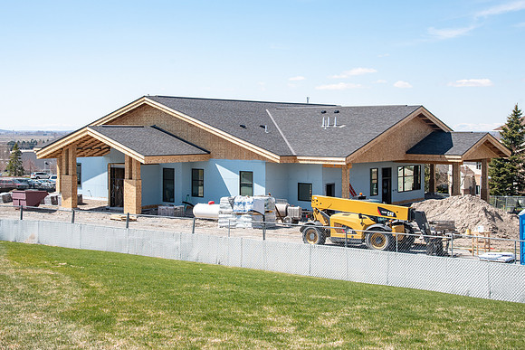 Progress on the construction of the new community center at University Village, housing for married students and their families.