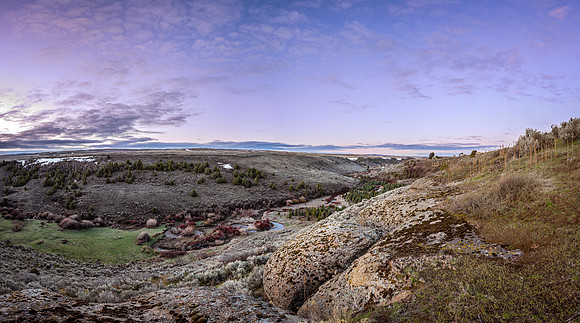 Sunrise over a small canyon just to the east of Rexburg.