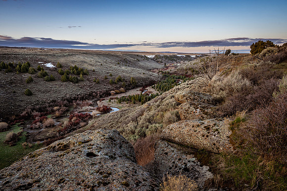 Sunrise over a small canyon just to the east of Rexburg.