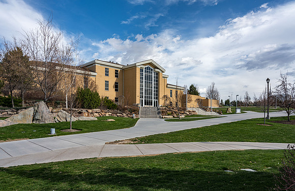 Gordon B Hinckley Building on the campus of BYU-Idaho.