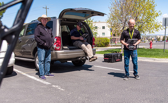 Media Creation team capturing some aerials of campus.