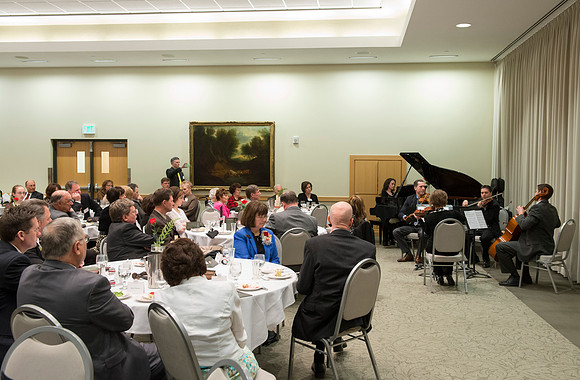 Eliza R. Snow Award members and guest enjoy an evening of god food and entertainment honoring Rick and Cheryl Hansen for their service towards the Arts.