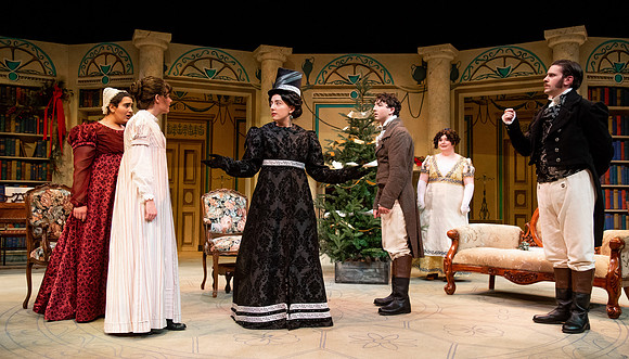 Theatre students perform in the theater production Christmas at Pemberley in the fall 2021 semester.