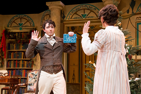 Theatre students perform in the theater production Christmas at Pemberley in the fall 2021 semester.