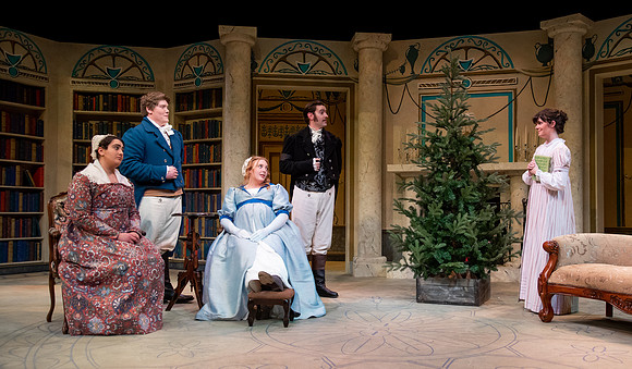 Theatre students perform in the theater production Christmas at Pemberley in the fall 2021 semester.