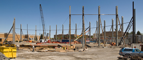 Construction on the Auditorium, later named the BYU-Idaho Center.