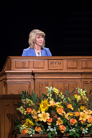 Carol F. McConkie, of the Young Women general presidency speaks at devotional. Photo by Lana Strathern