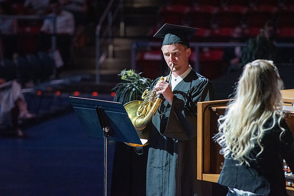Graduates during convocation for the College of Performing and Visual Arts.