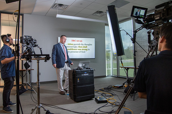 BYU-Idaho Education Week. Scott Woodward's class being recorded by A/V Productions due to COVID-19 restrictions. Spring Semester