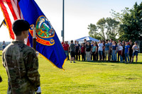 Students gather at the upper field for various 4th of July activities.