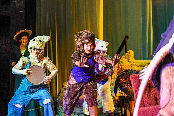 The theatre department's dress rehearsal of the Wind in the Willows in the Snow Drama Theatre.