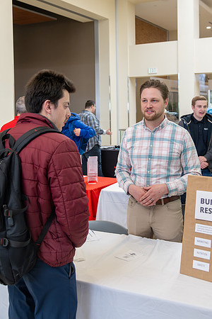 Students attend the Career Fair in the Hyrum Manwaring Center