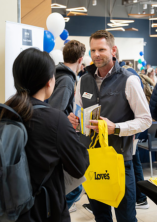 Students attend the Career Fair in the Hyrum Manwaring Center