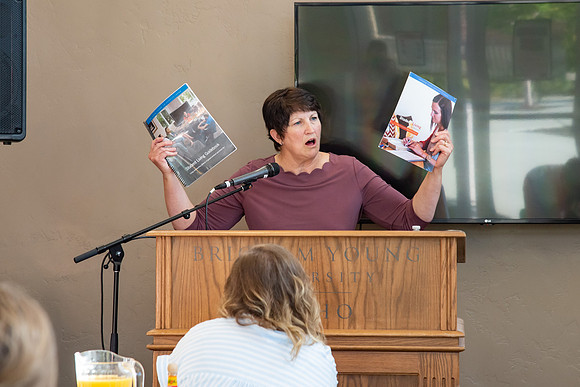 Faculty and Staff of Housing and Student Living gather for an early morning breakfast and an inspirational speaker.
