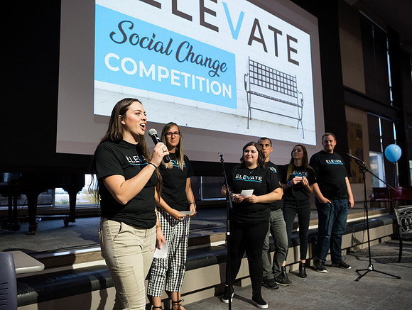 The Elevate Kickoff, a competition for social change, was held in the Crossroads, Fall Semester.