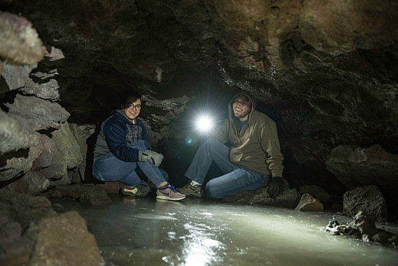 BYU-Idaho students explore the Ice Caves near St. Anthony Idaho.