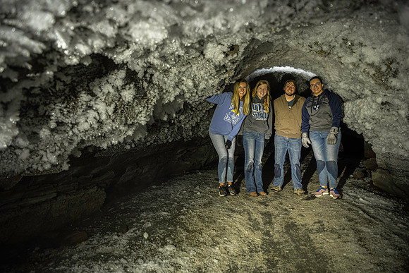 BYU-Idaho students explore the Ice Caves near St. Anthony Idaho.