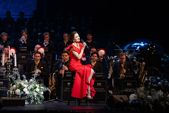 Laura Osnes performs during the Christmas concert with BYUI Student music programs.