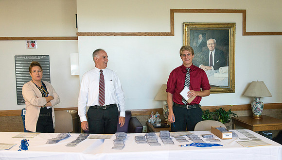 Faculty gather in the Hinckley Building for a conference to learn from their peers.
