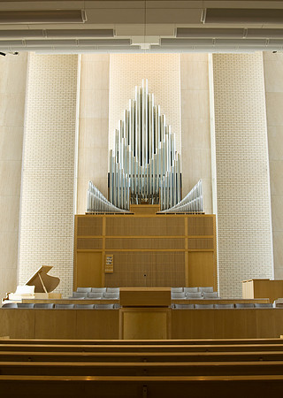 Taylor Building chapel organ pipes.