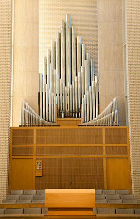 Taylor Building chapel organ pipes.