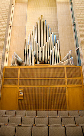 Taylor Building chapel organ pipes.