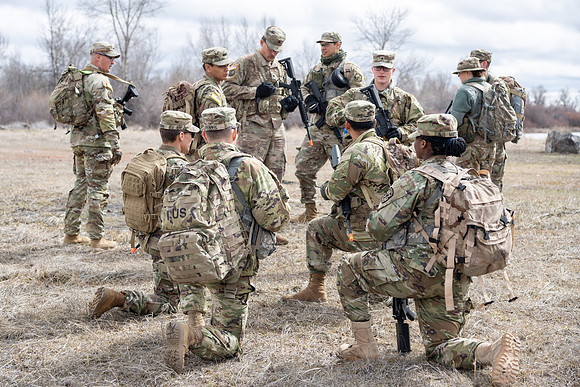 ROTC students gather at Warm Slough for training.