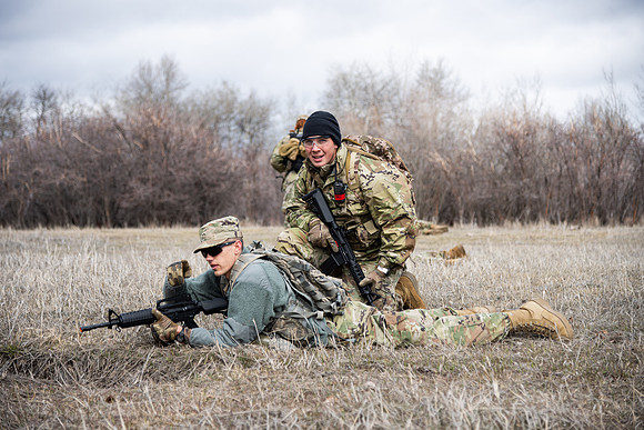 ROTC students gather at Warm Slough for training.