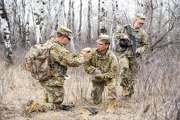 ROTC students gather at Warm Slough for training.