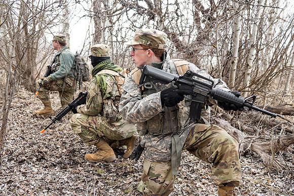 ROTC students gather at Warm Slough for training.